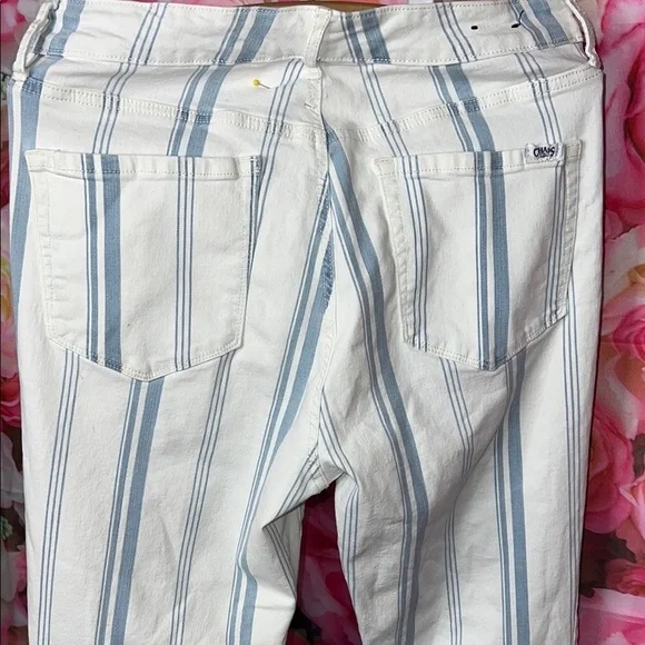 Chaps White and Blue Flare Wide Leg Jeans - Picture 6 of 7